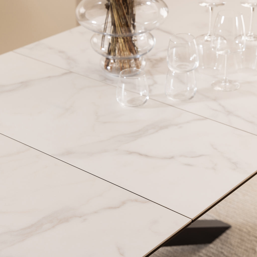 Harlow Extendable Dining Table with Ceramic White Top 200cm