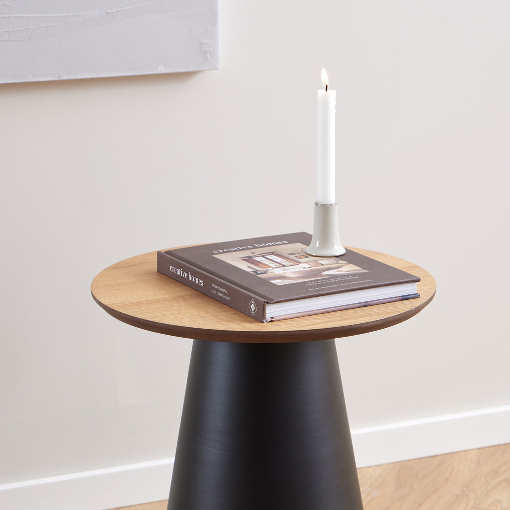 Sullivan Round Coffee Table in Oak/Black 45x48cm