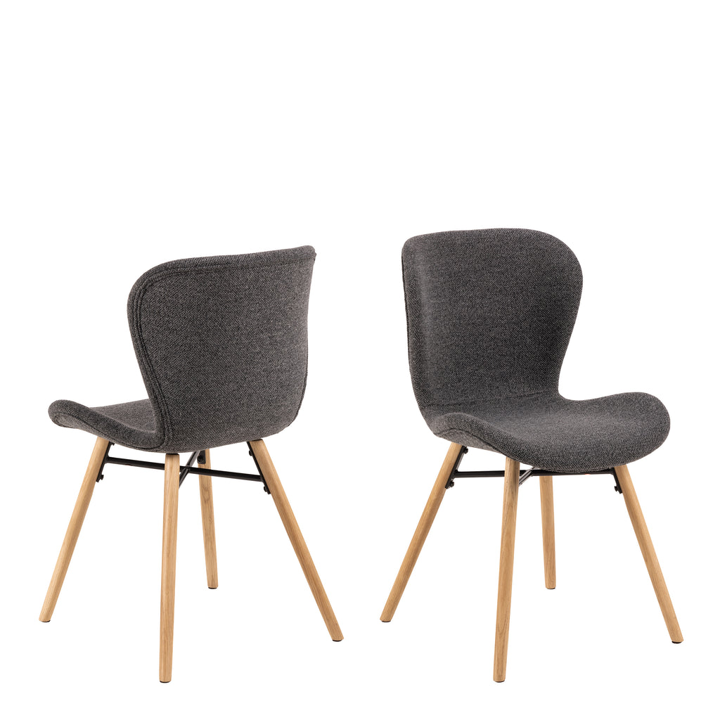 Matilda Dining Chairs with Grey Fabric and Oak Set of 2