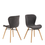 Matilda Dining Chairs with Grey Fabric and Oak Set of 2