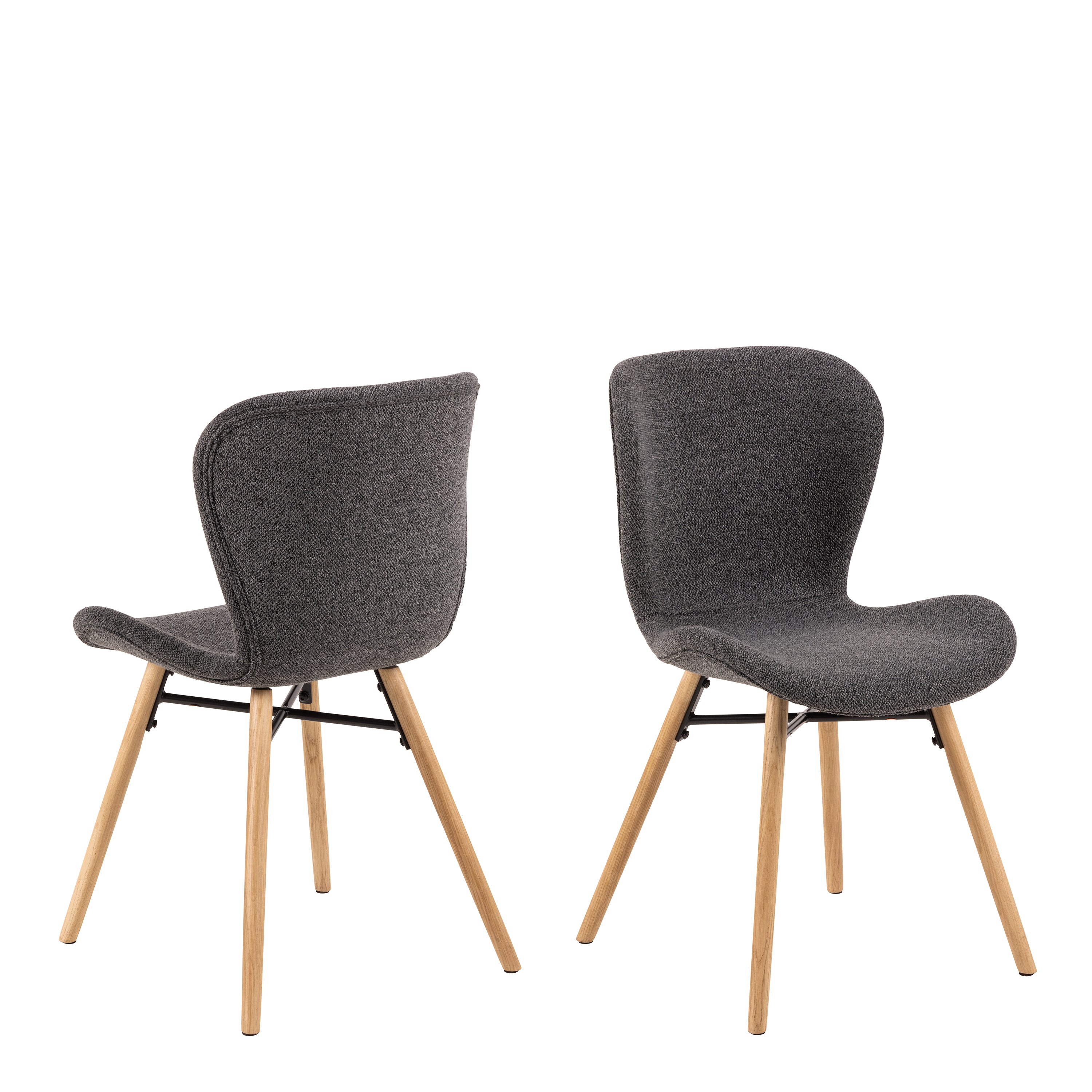 Matilda Dining Chairs with Grey Fabric and Oak Set of 2