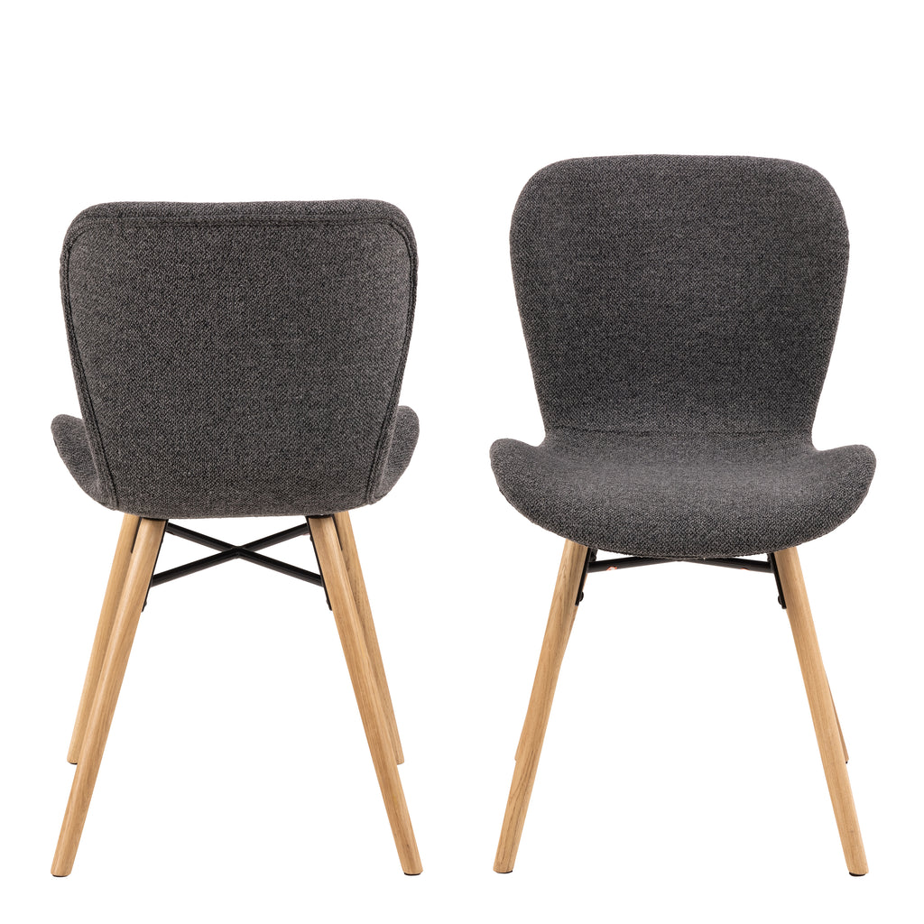 Matilda Dining Chairs with Grey Fabric and Oak Set of 2