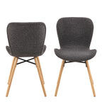 Matilda Dining Chairs with Grey Fabric and Oak Set of 2