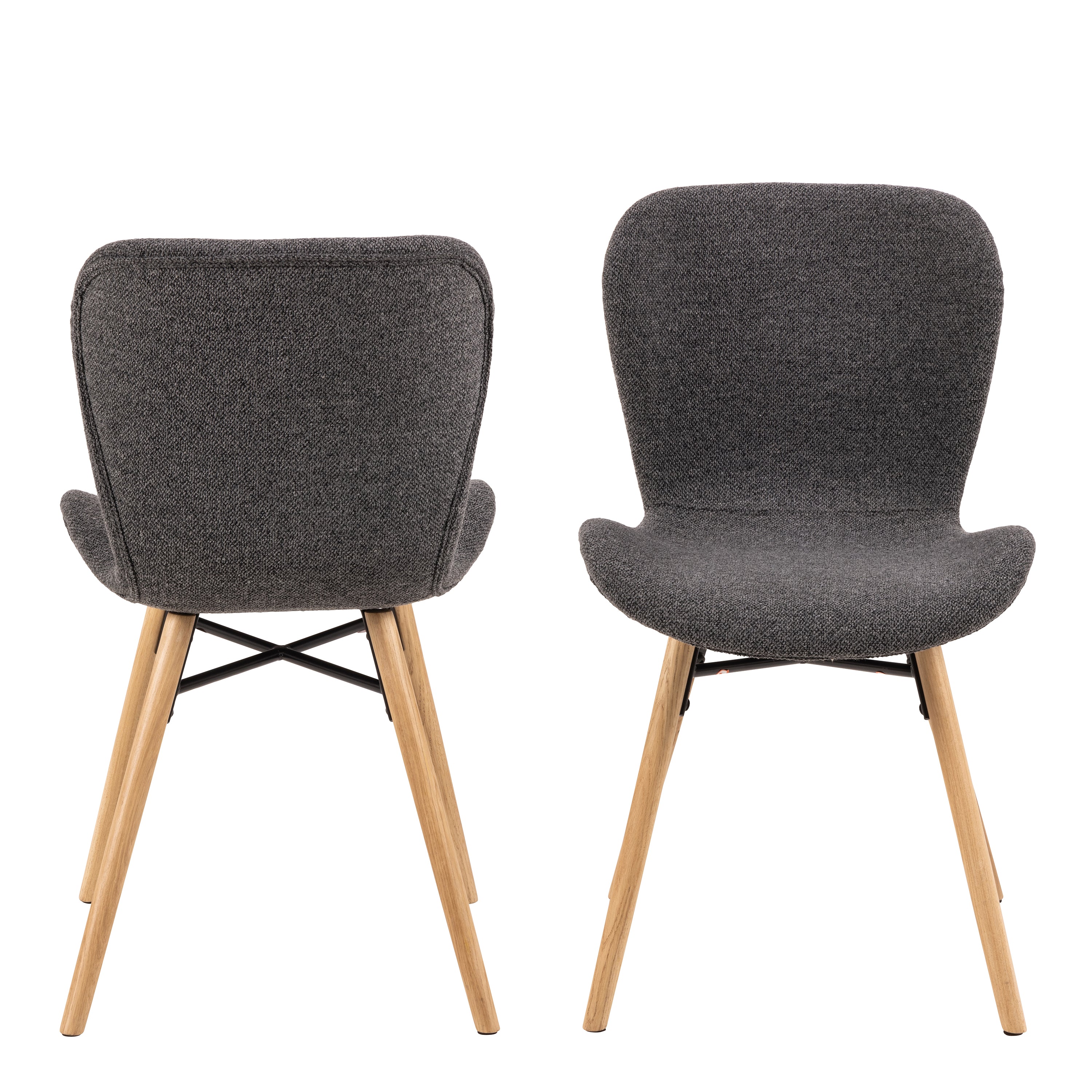 Matilda Dining Chairs with Grey Fabric and Oak Set of 2