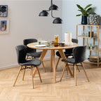Matilda Dining Chairs with Grey Fabric and Oak Set of 2