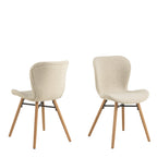 Matilda Dining Chairs with Cream Fabric and Oak Set of 2