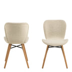Matilda Dining Chairs with Cream Fabric and Oak Set of 2
