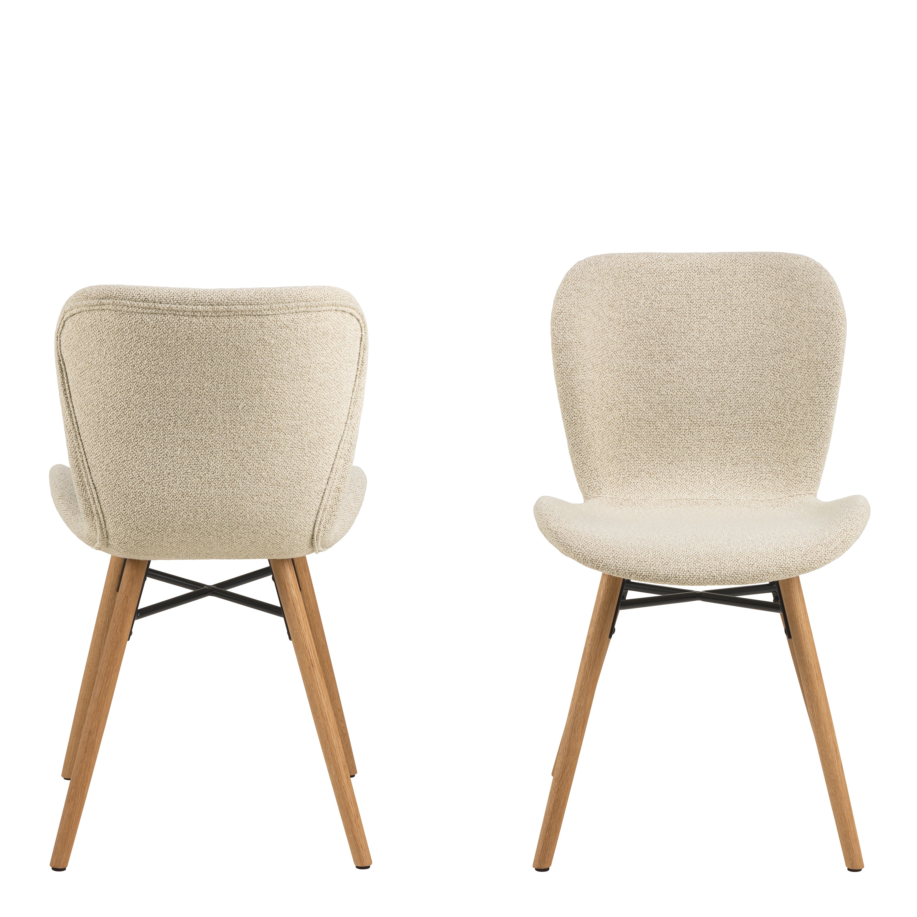 Matilda Dining Chairs with Cream Fabric and Oak Set of 2