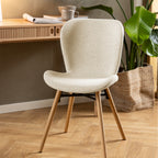 Matilda Dining Chairs with Cream Fabric and Oak Set of 2