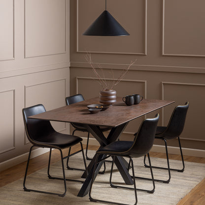 Harlow Dining Table in Ceramic Rusty Brown 160x75.5cm