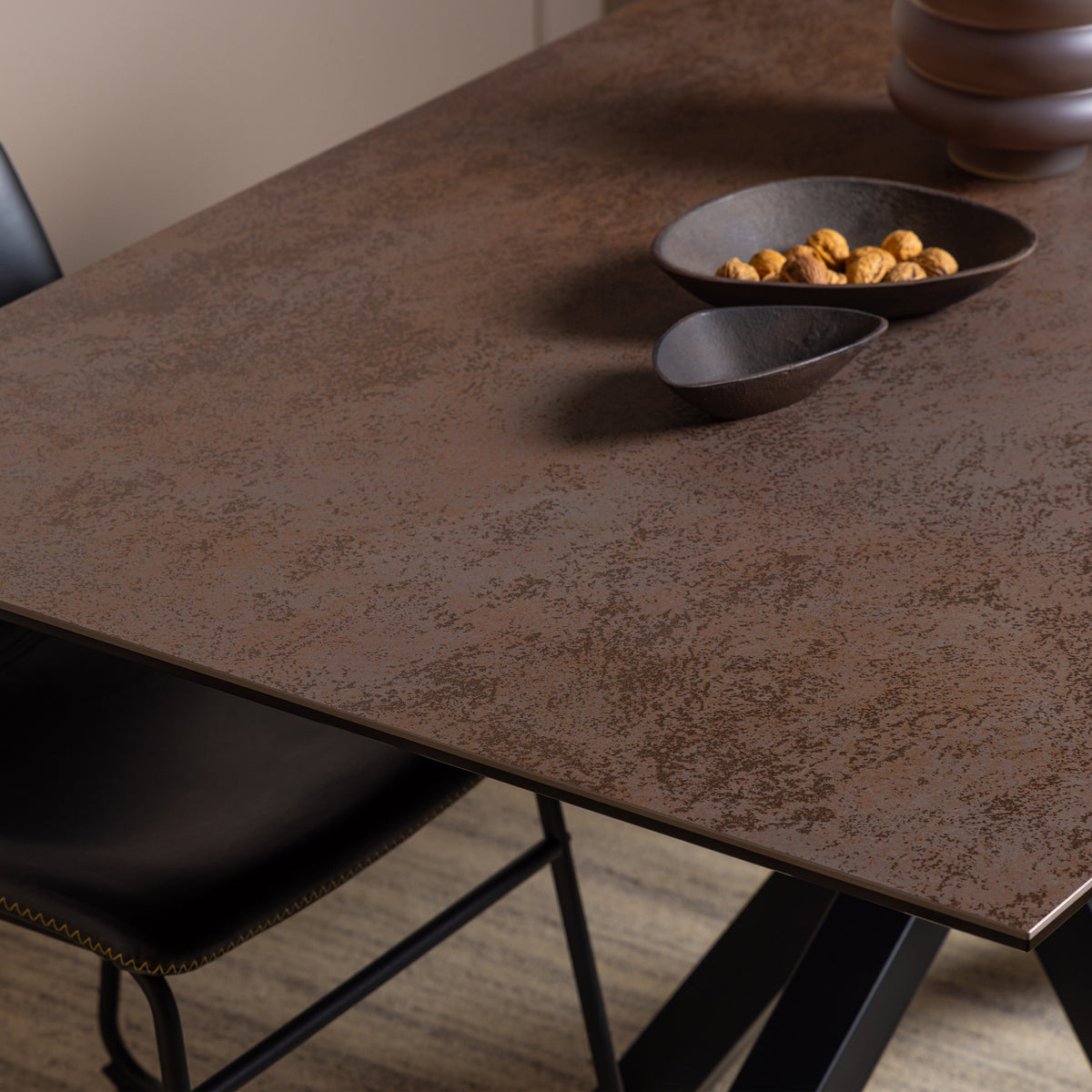 Harlow Dining Table in Ceramic Rusty Brown 160x75.5cm