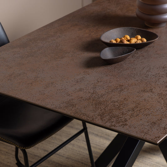 Harlow Dining Table in Ceramic Rusty Brown 160x75.5cm