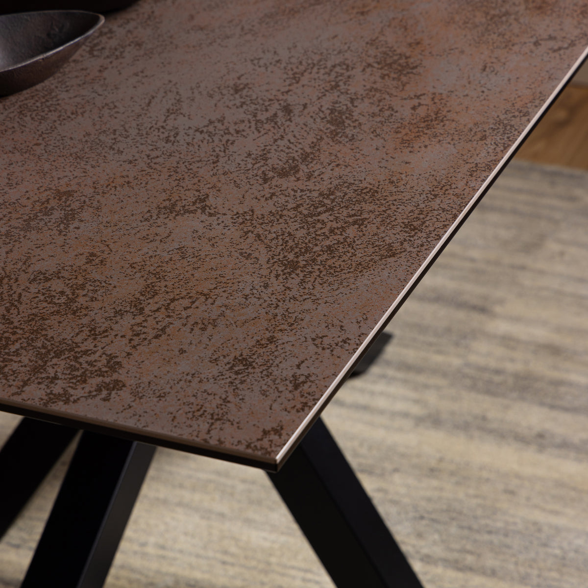 Harlow Dining Table in Ceramic Rusty Brown 160x75.5cm