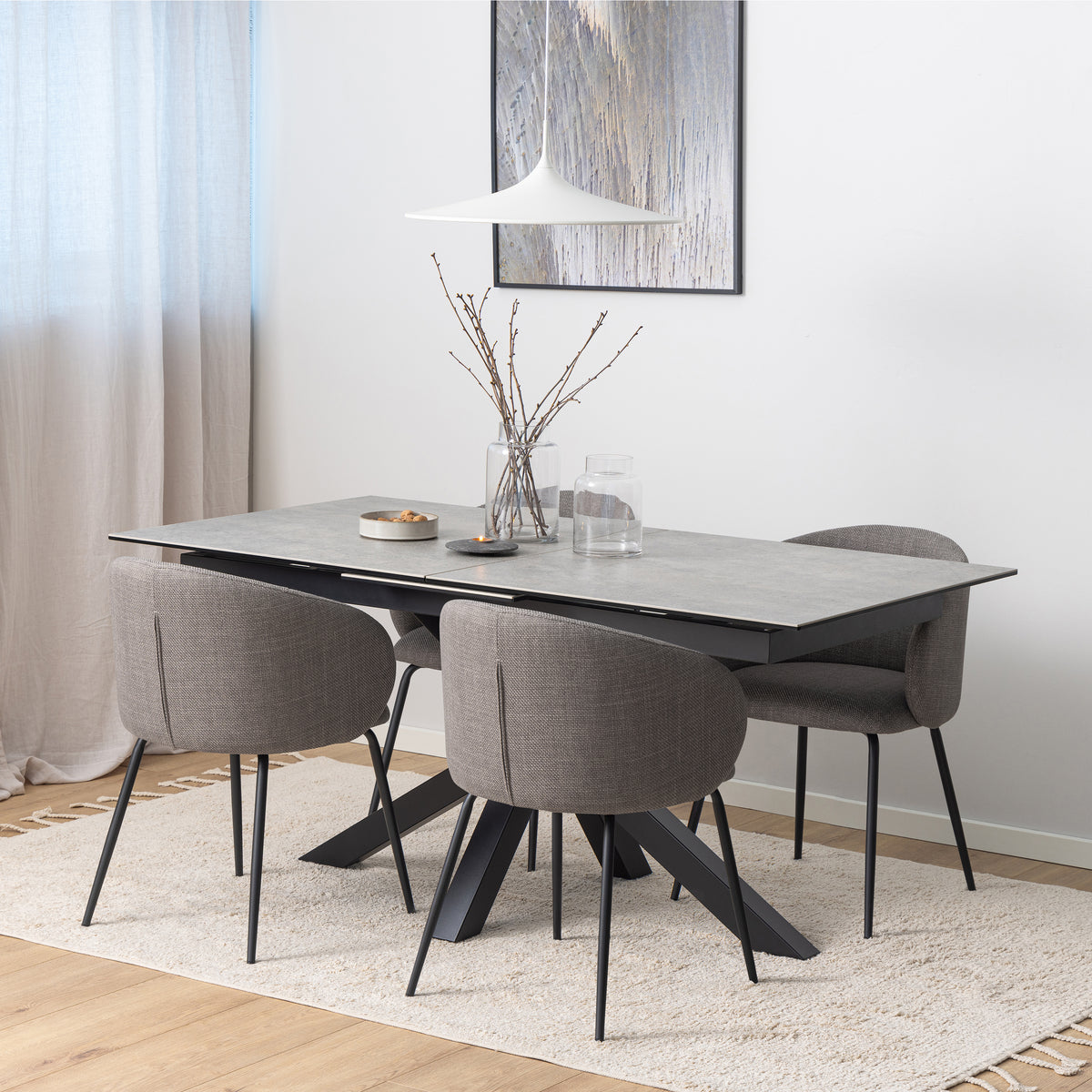 Harlow Extendable Dining Table with Ceramic Grey Top 168cm
