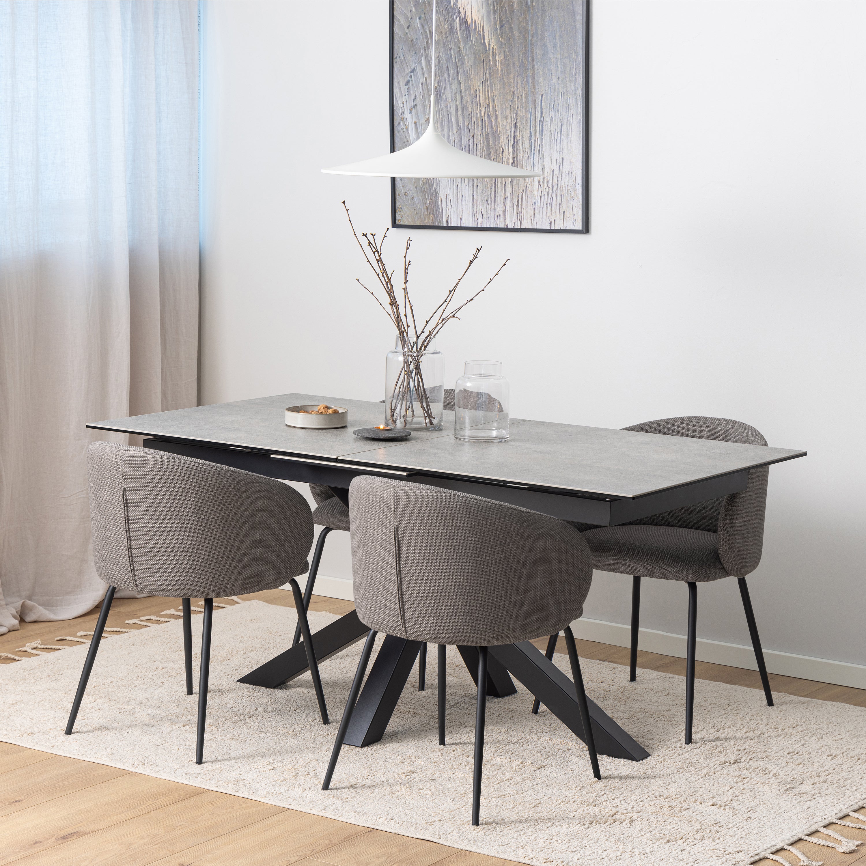 Harlow Extendable Dining Table with Ceramic Grey Top 168cm
