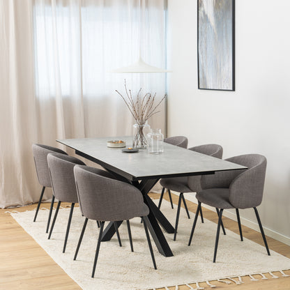 Harlow Extendable Dining Table with Ceramic Grey Top 168cm