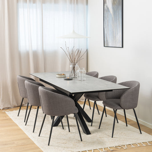Harlow Extendable Dining Table with Ceramic Grey Top 168cm