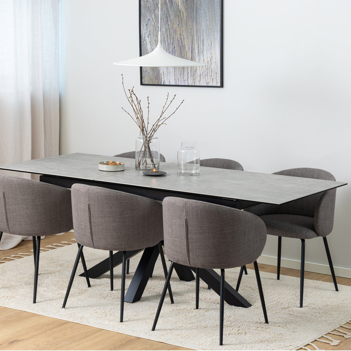 Harlow Extendable Dining Table with Ceramic Grey Top 168cm