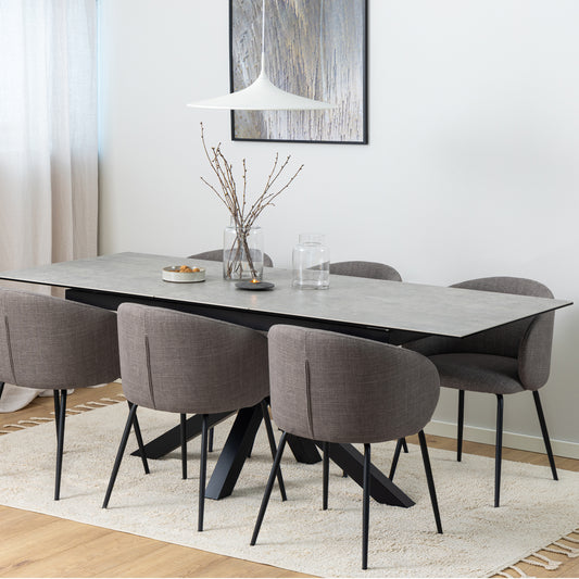 Harlow Extendable Dining Table with Ceramic Grey Top 168cm