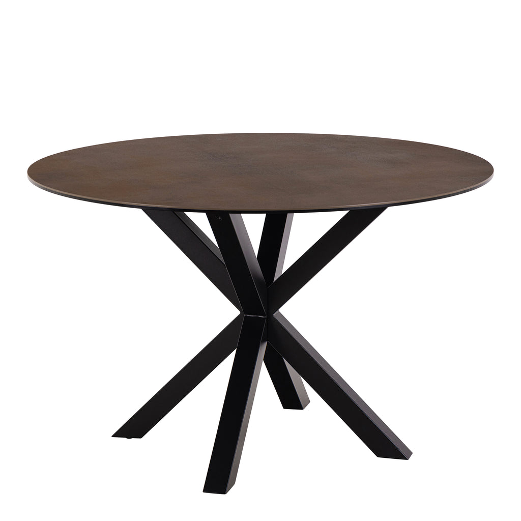 Harlow Round Dining Table with Ceramic Rusty Brown Top