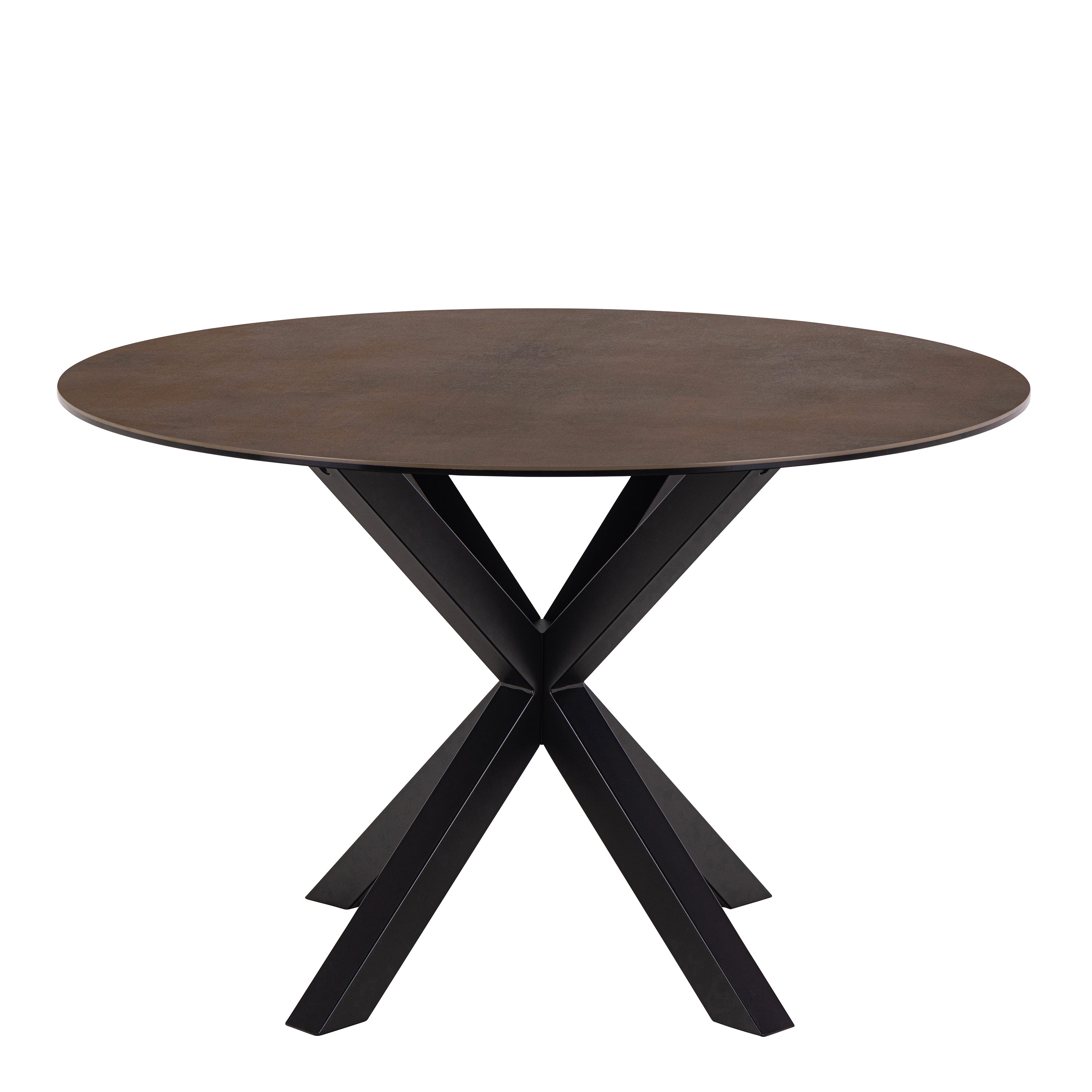 Harlow Round Dining Table with Ceramic Rusty Brown Top
