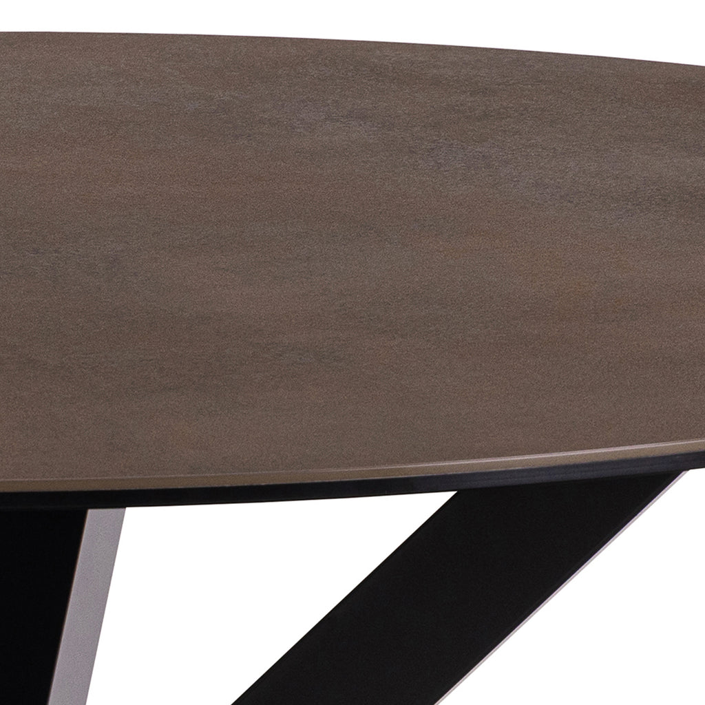 Harlow Round Dining Table with Ceramic Rusty Brown Top