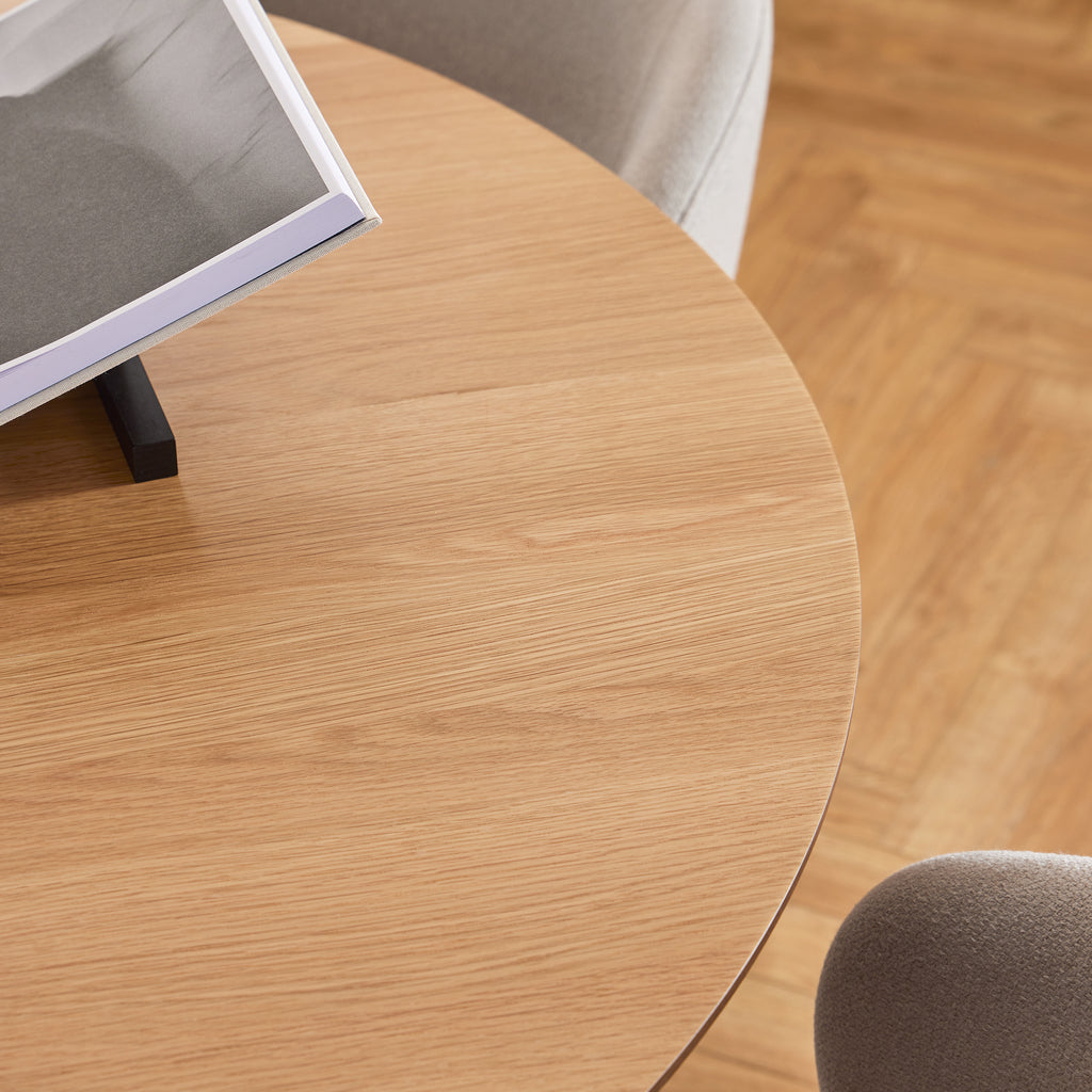 Sullivan Round Dining Table in Oak/Black 120cm