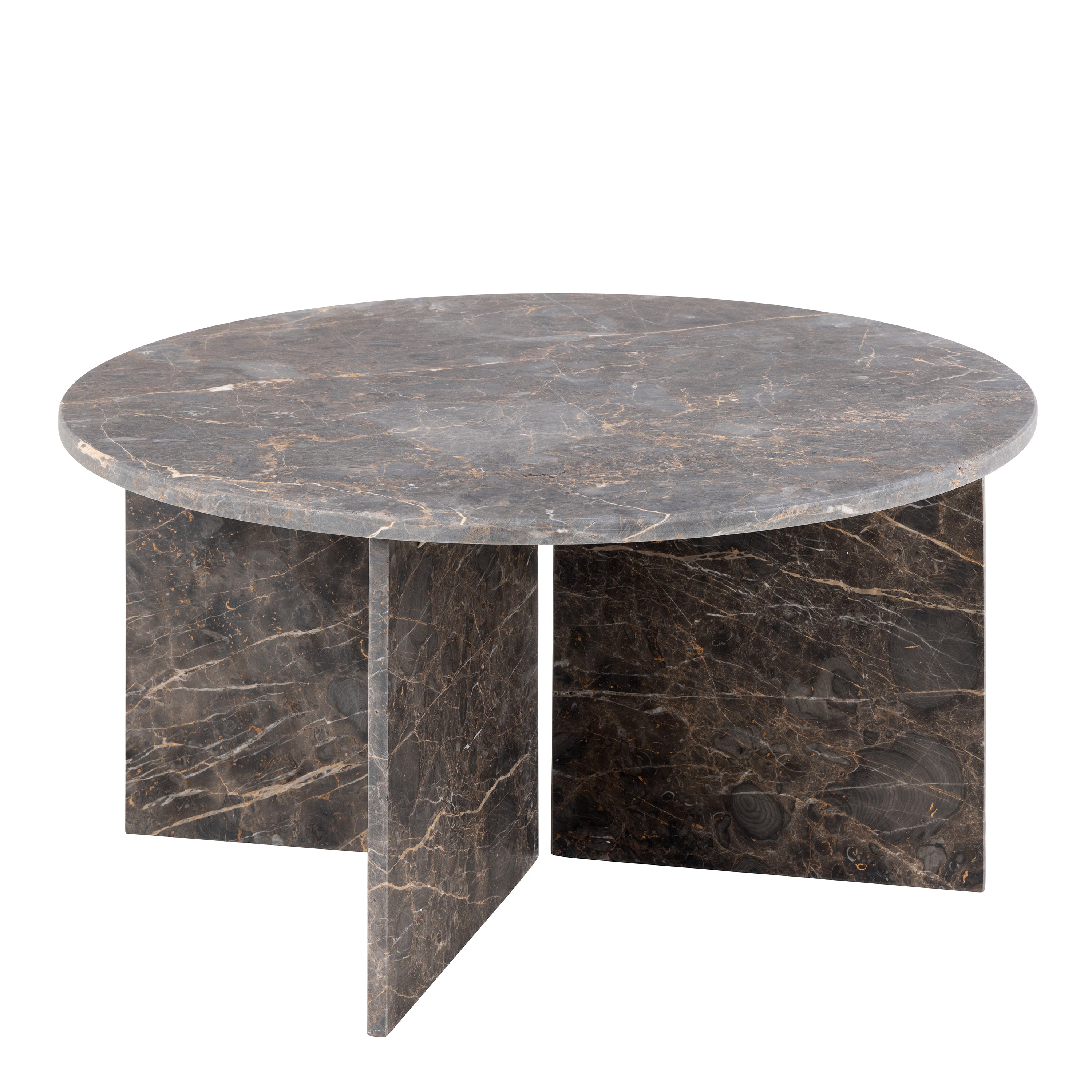 Lyra Round Coffee Table with Marron Marble Top 90cm