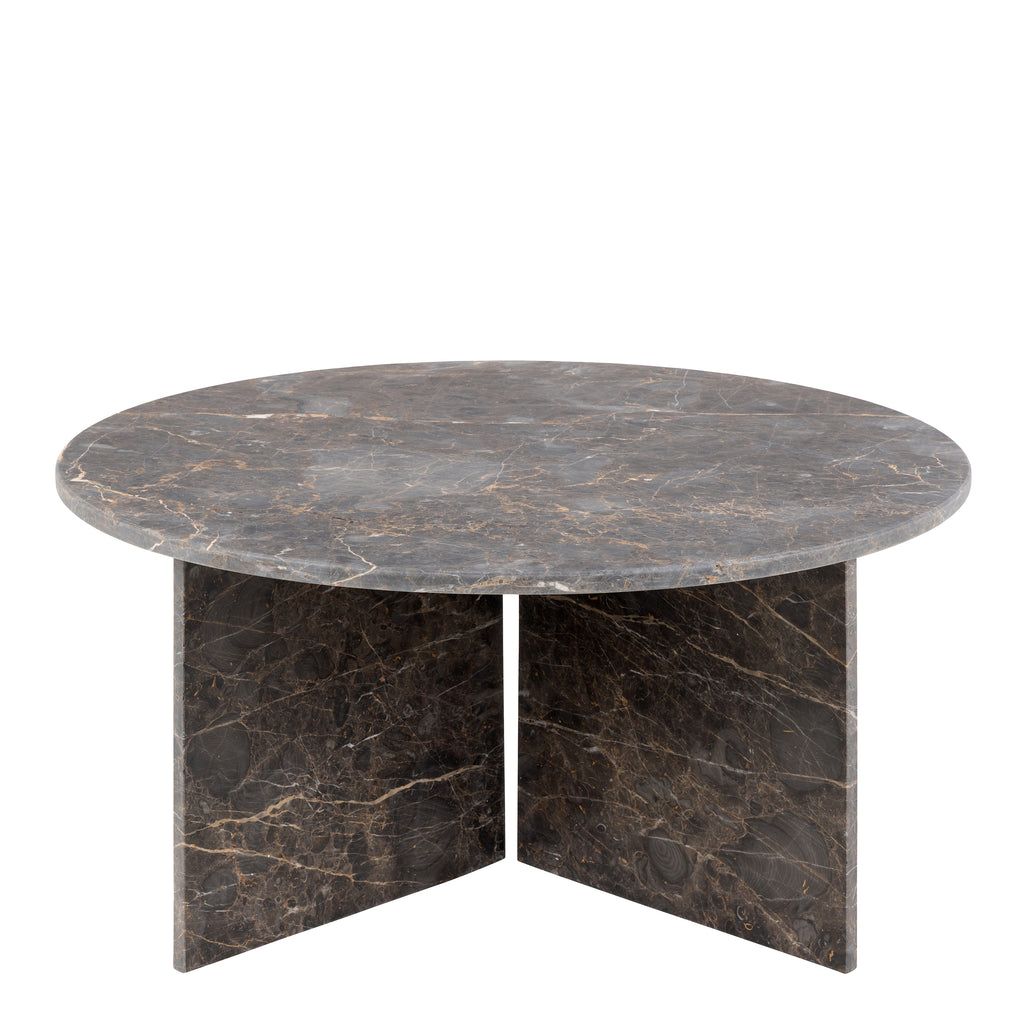 Lyra Round Coffee Table with Marron Marble Top 90cm