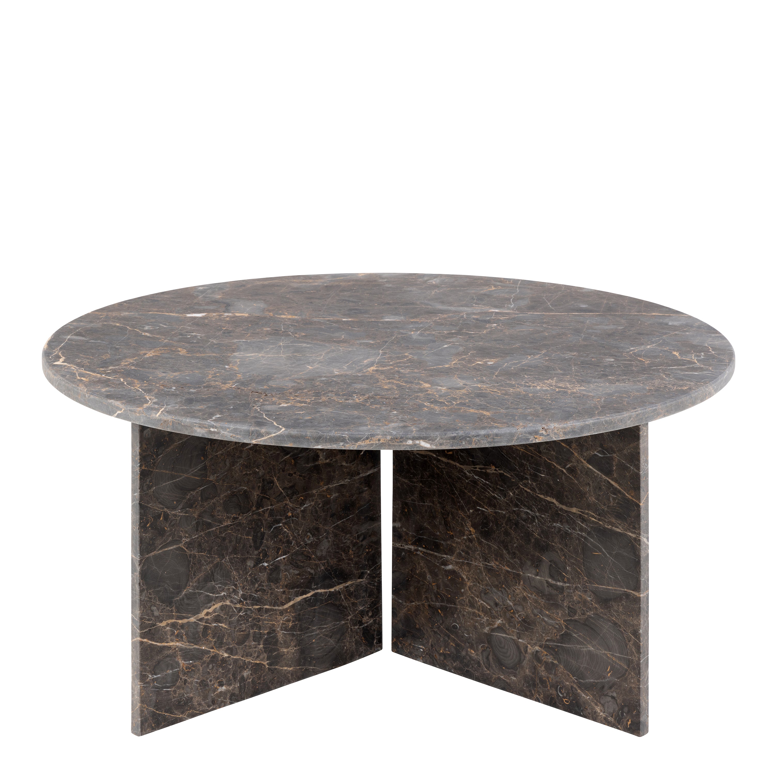 Lyra Round Coffee Table with Marron Marble Top 90cm