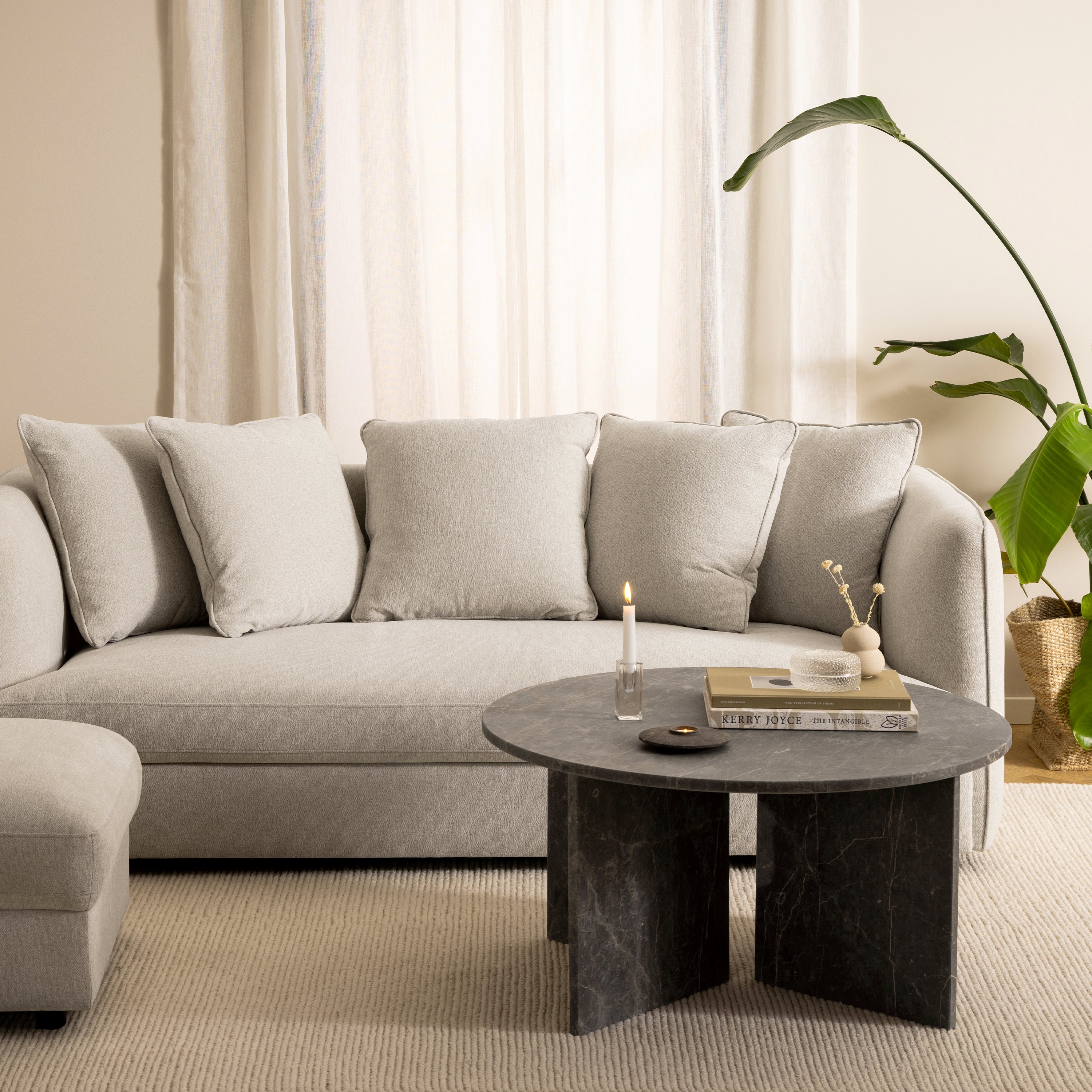 Lyra Round Coffee Table with Marron Marble Top 90cm