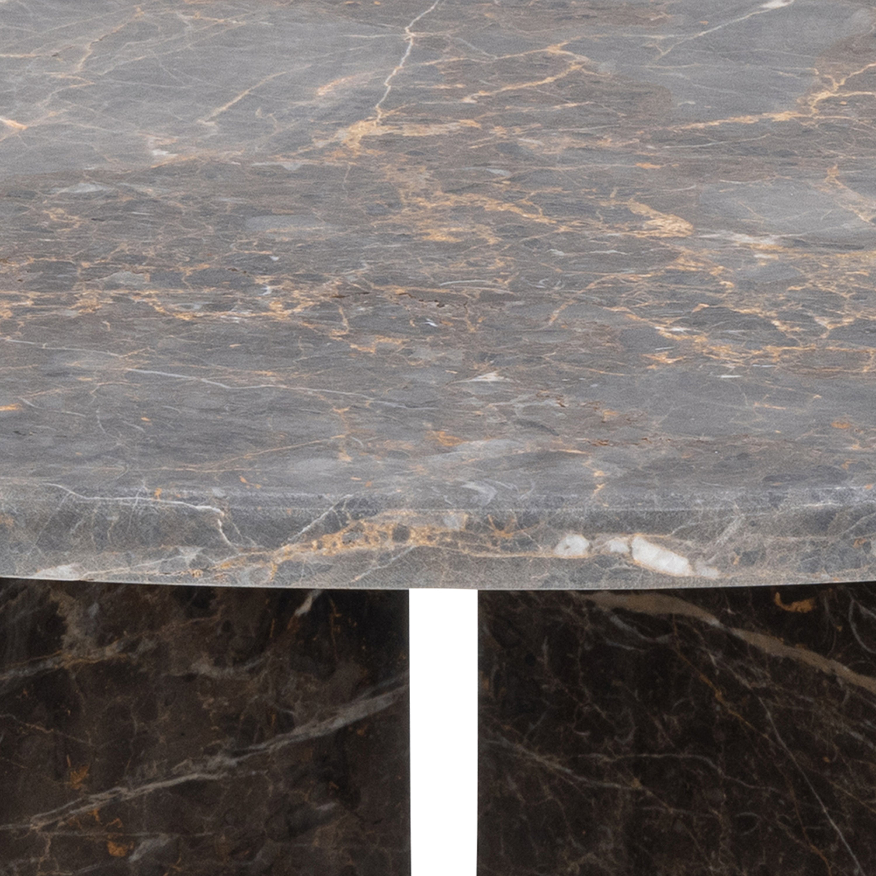 Lyra Round Coffee Table with Marron Marble Top 90cm