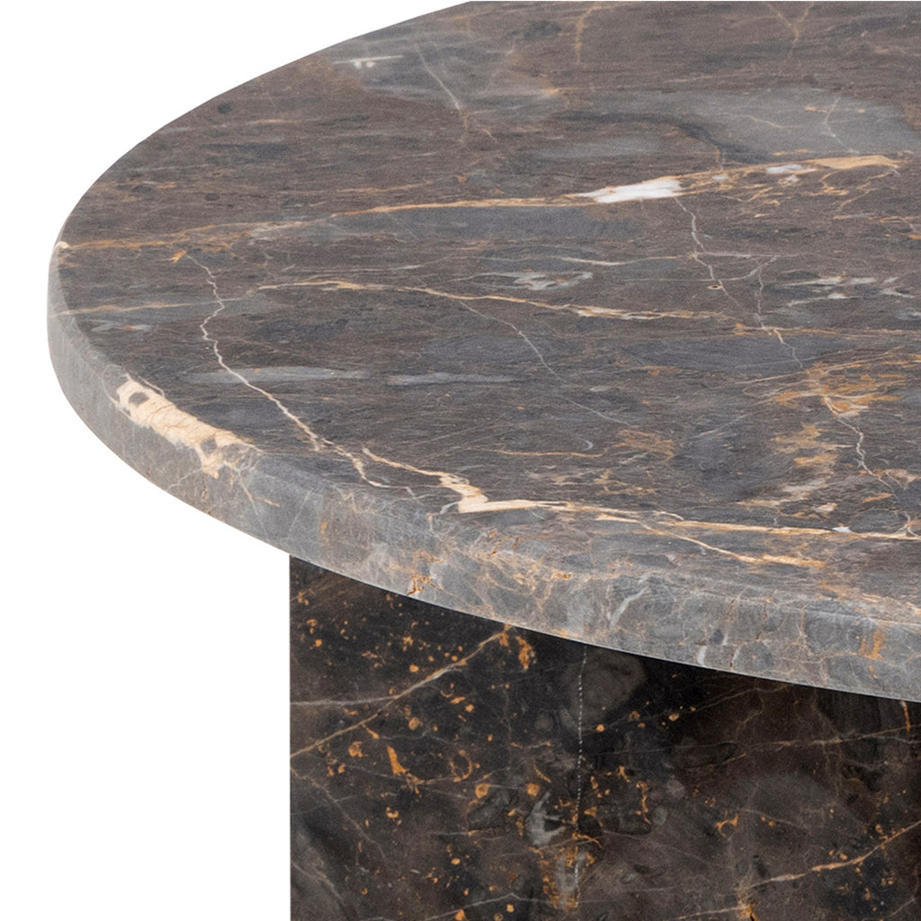 Lyra Round Coffee Table with Marron Marble Top 90cm