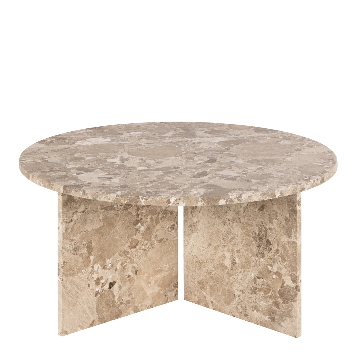 Lyra Round Coffee Table with Brown Marble Top 90cm