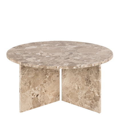 Lyra Round Coffee Table with Brown Marble Top 90cm