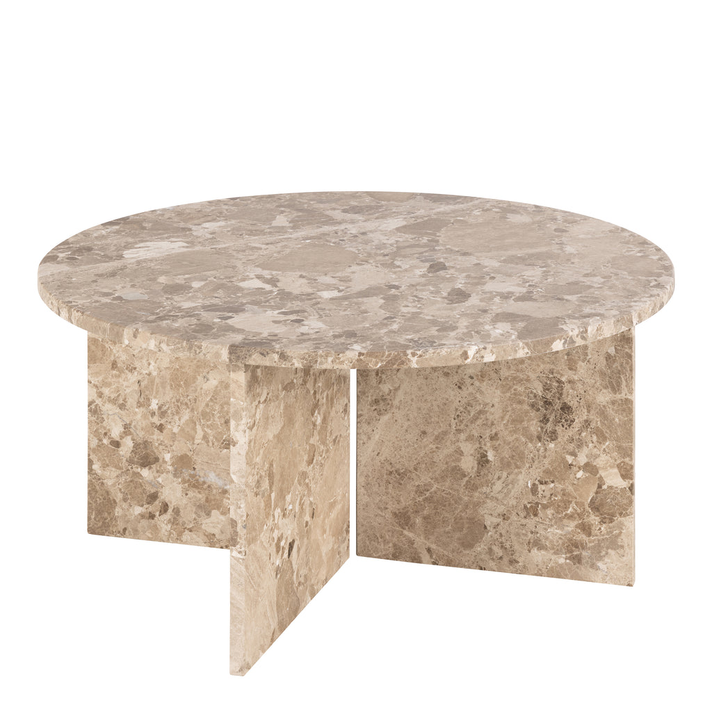 Lyra Round Coffee Table with Brown Marble Top 90cm