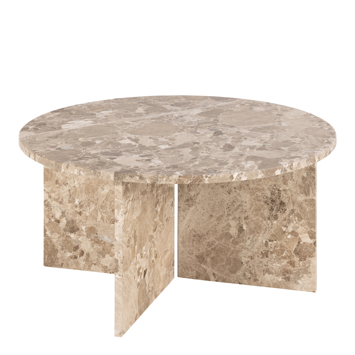 Lyra Round Coffee Table with Brown Marble Top 90cm