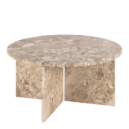 Lyra Round Coffee Table with Brown Marble Top 90cm