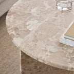 Lyra Round Coffee Table with Brown Marble Top 90cm