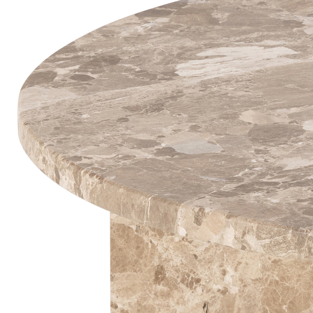 Lyra Round Coffee Table with Brown Marble Top 90cm