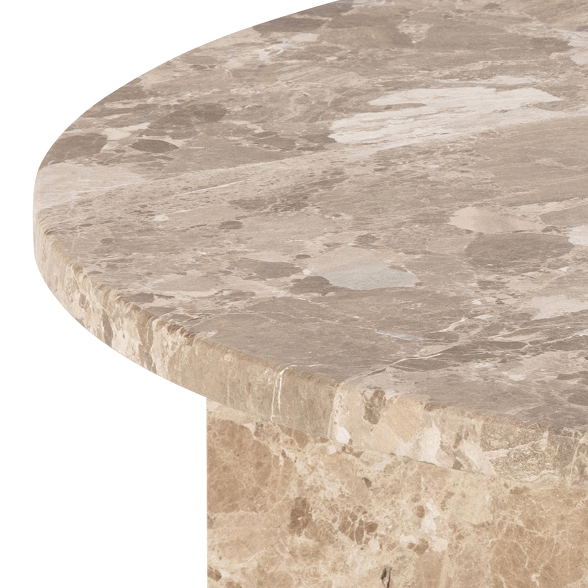 Lyra Round Coffee Table with Brown Marble Top 90cm