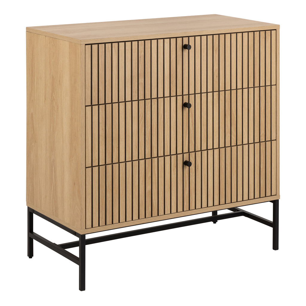 Alberto Chest of 3 Drawers in Oak/Black Legs