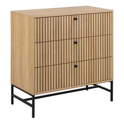 Alberto Chest of 3 Drawers in Oak/Black Legs