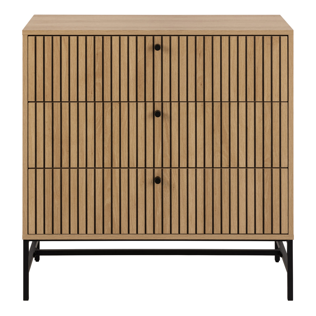 Alberto Chest of 3 Drawers in Oak/Black Legs