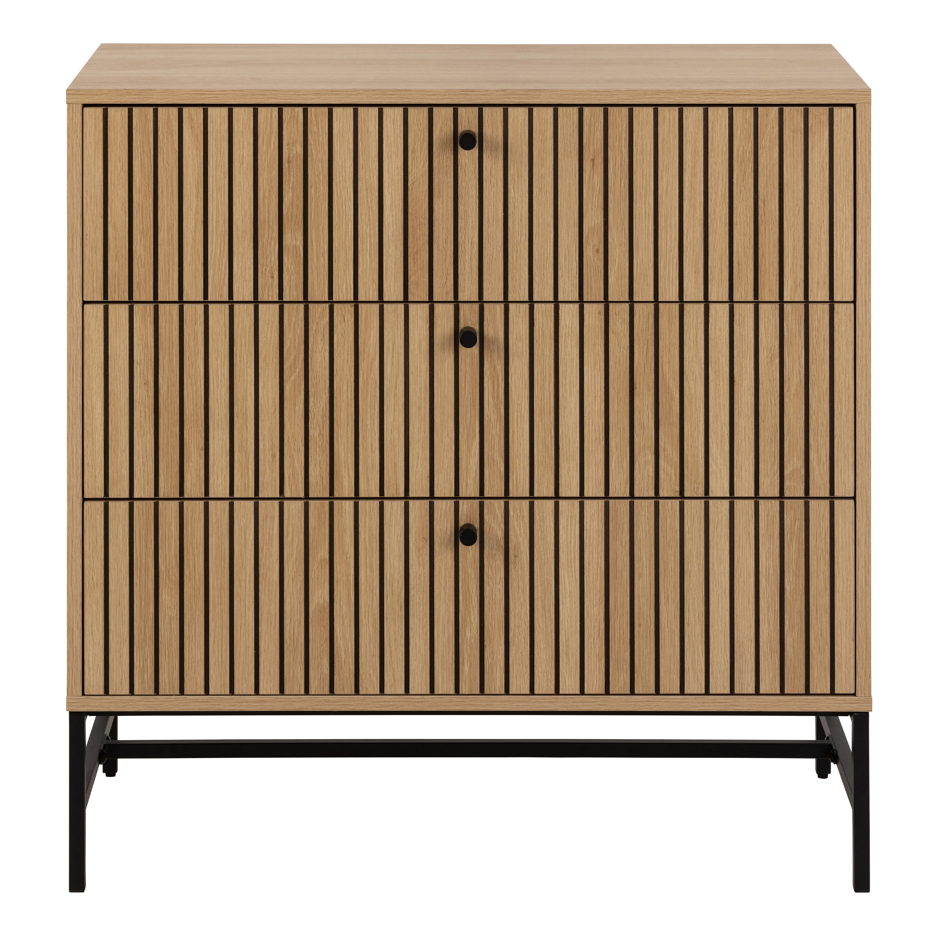Alberto Chest of 3 Drawers in Oak/Black Legs