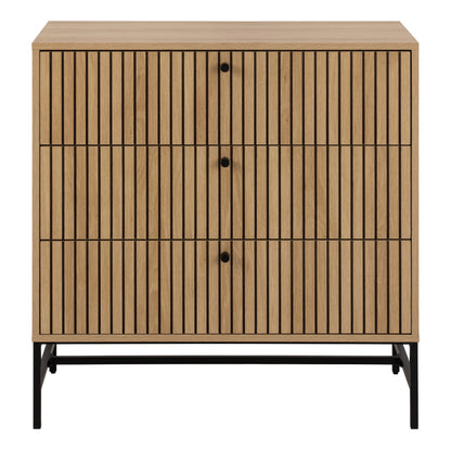 Alberto Chest of 3 Drawers in Oak/Black Legs