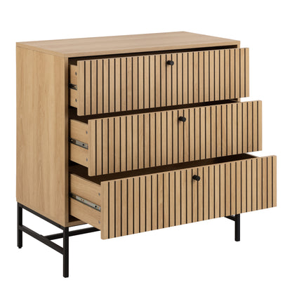 Alberto Chest of 3 Drawers in Oak/Black Legs