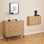 Alberto Chest of 3 Drawers in Oak/Black Legs