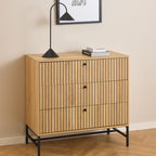 Alberto Chest of 3 Drawers in Oak/Black Legs