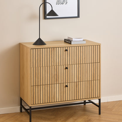 Alberto Chest of 3 Drawers in Oak/Black Legs